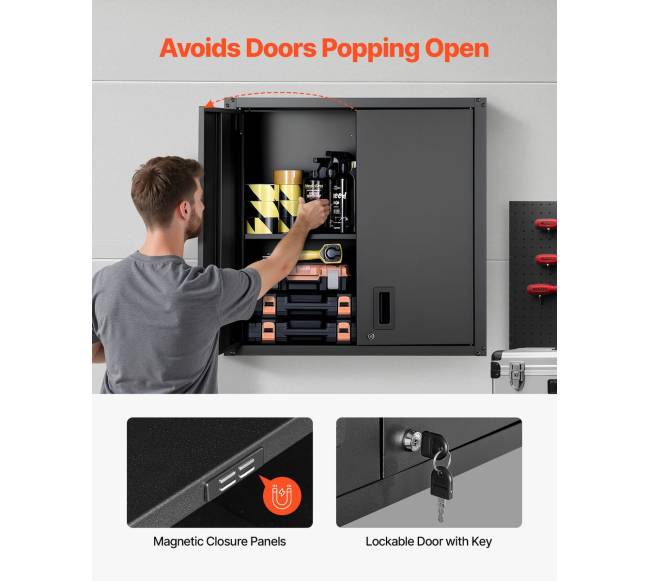 Plieninė sieninė spintelė su spyna ir lentyna3