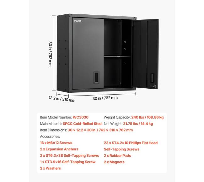 Plieninė sieninė spintelė su spyna ir lentyna6