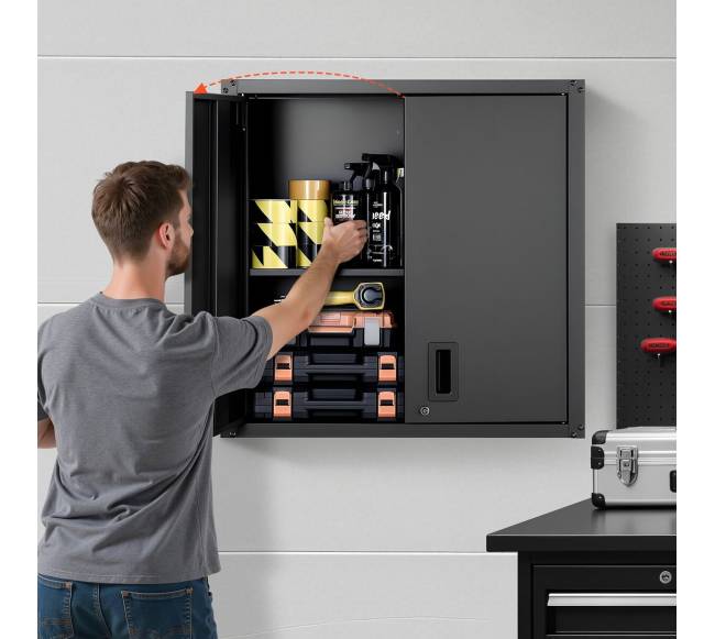 Plieninė sieninė spintelė su spyna ir lentyna7