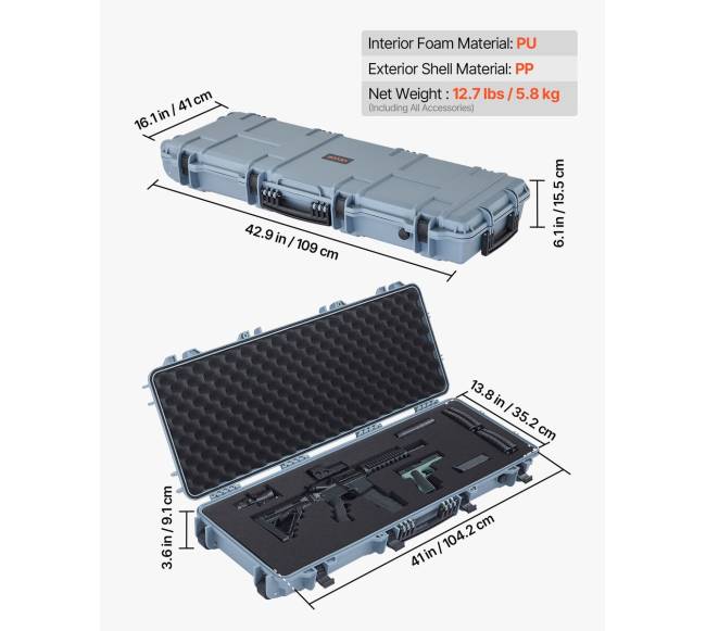 Tvirtas šautuvo dėklas su ratukais ir užraktais2