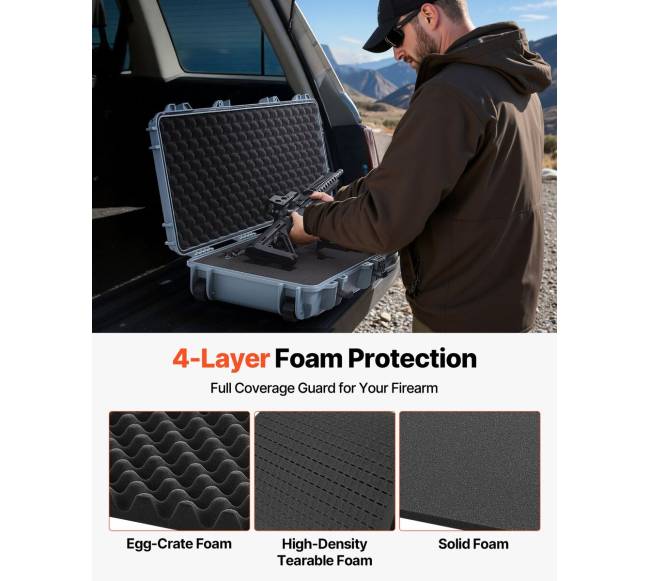 Tvirtas šautuvo dėklas su ratukais ir užraktais3