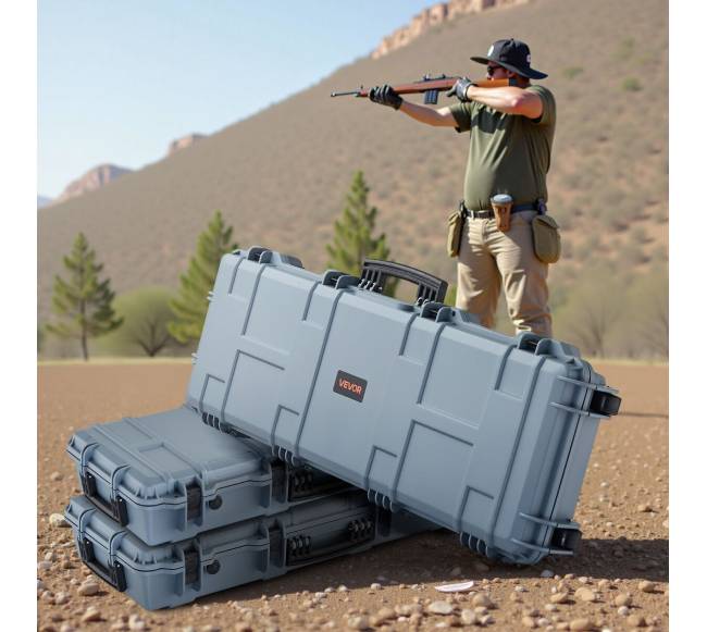 Tvirtas šautuvo dėklas su ratukais ir užraktais7