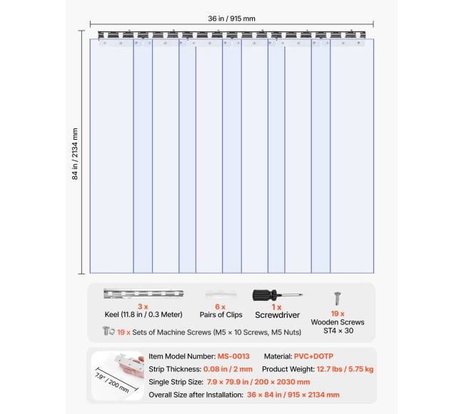 Skaidrios PVC juostinės durys 2,1 x 0,9 m1