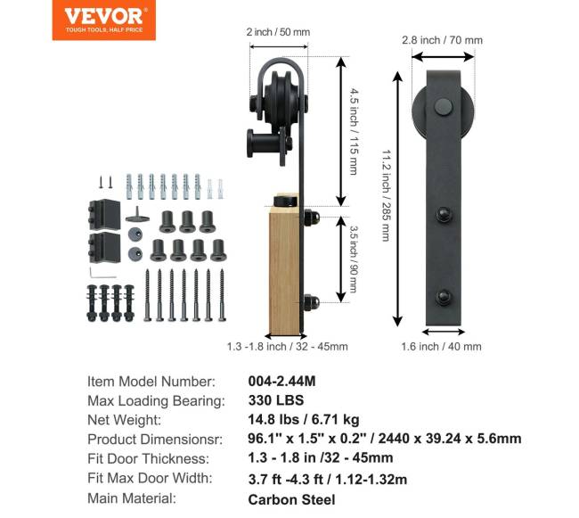 8 pėdų slankiojančių durų komplektas6