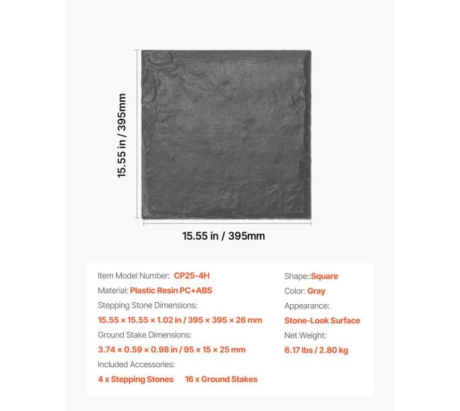 Dekoratyvinės sodo plytelės 4vnt 40x40 cm pilkos6