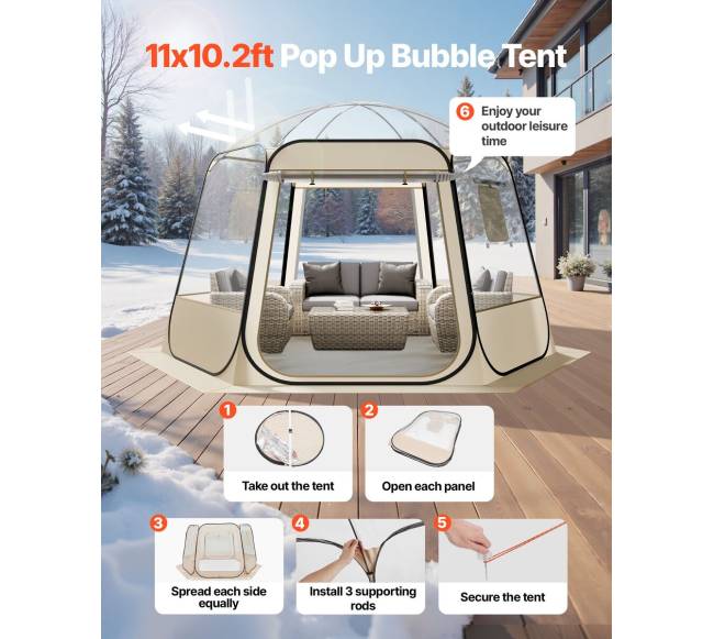 Iššokanti burbulinė palapinė, 3.36 x 3.05 m, 8-10 žmonių1