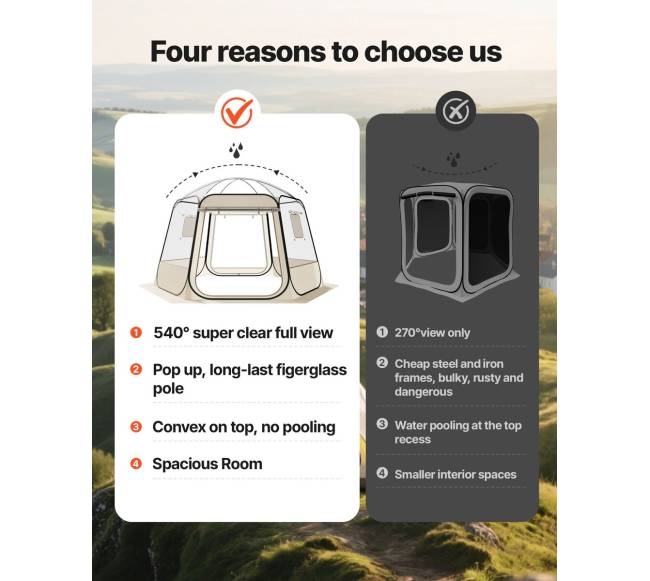 Iššokanti burbulinė palapinė, 3.36 x 3.05 m, 8-10 žmonių3