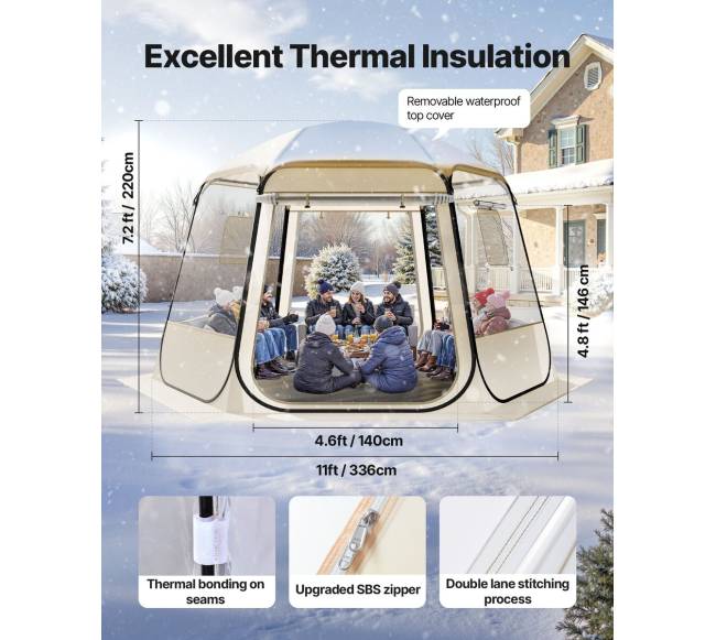 Iššokanti burbulinė palapinė, 3.36 x 3.05 m, 8-10 žmonių4