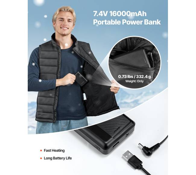 Elektrinis vyriškas šildomas liemenė su baterija3