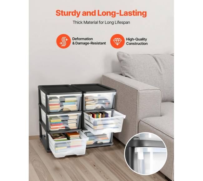 2 plastikinės stalčių dėžės su 6 stalčiais2