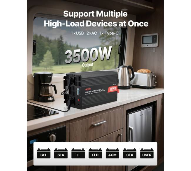 3500W galios keitiklis, 12V DC iki 230V AC1