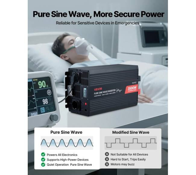 3500W galios keitiklis, 12V DC iki 230V AC2