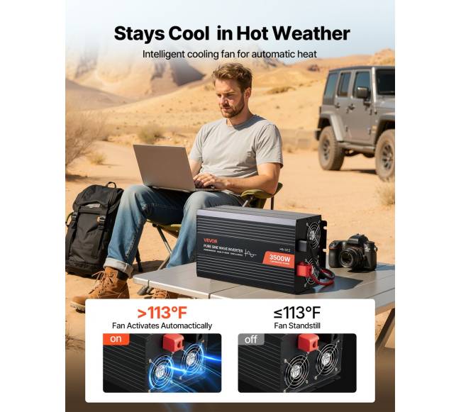 3500W galios keitiklis, 12V DC iki 230V AC5