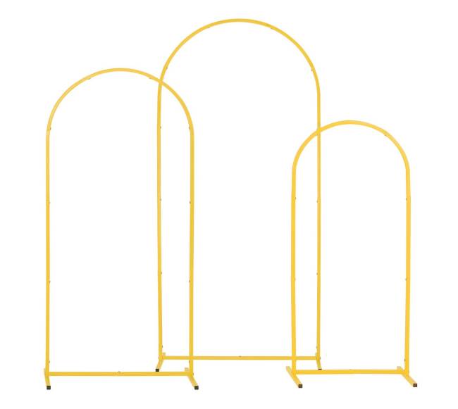 Metalinės aukso spalvos arkos dekoracijų stovas0