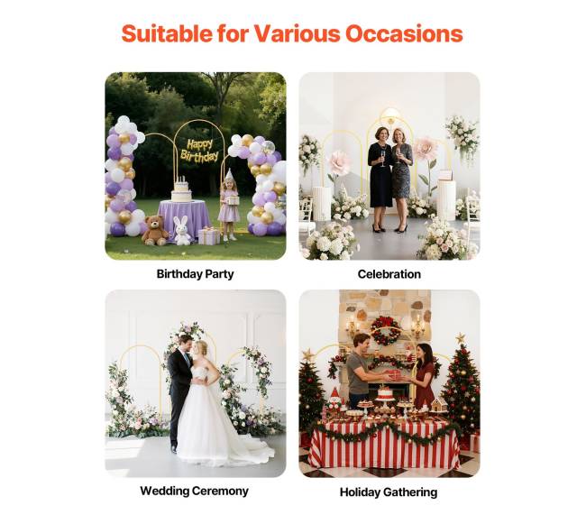 Metalinės aukso spalvos arkos dekoracijų stovas5