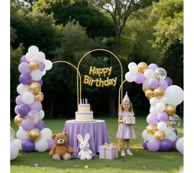 Metalinės aukso spalvos arkos dekoracijų stovas7