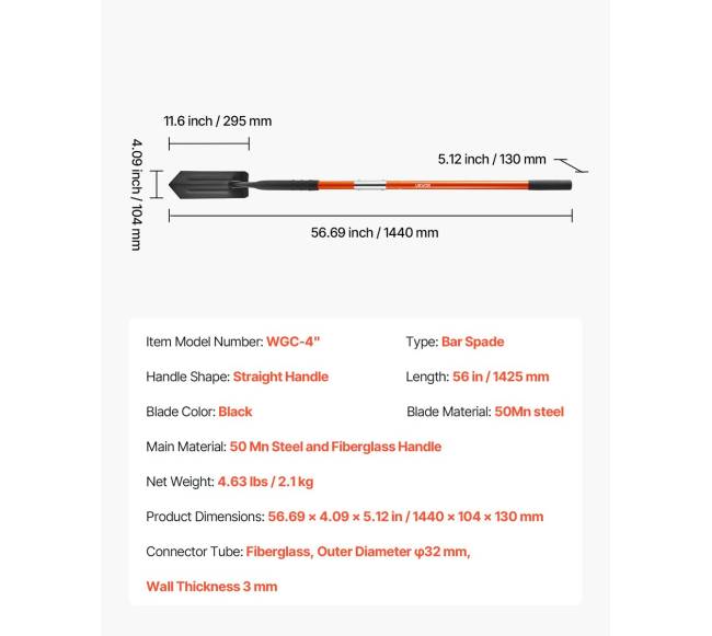 Tranšėjų kastuvas su stiklo pluošto kotu6