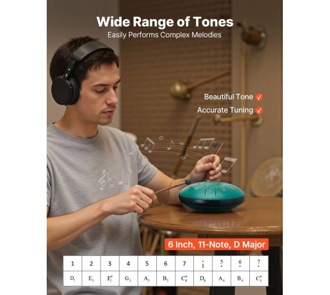 Plieninis liežuvinis būgnas 16,5 cm 11 natų2