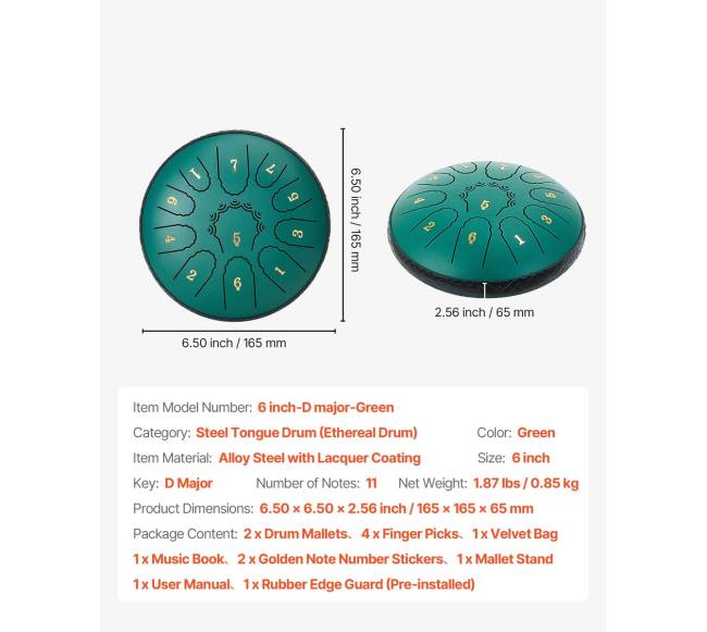 Plieninis liežuvinis būgnas 16,5 cm 11 natų6