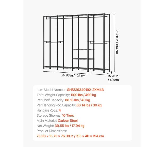 Drabužių spinta su reguliuojamais strypais2