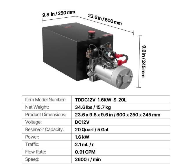 20 L hidraulinis įrenginys priekabai6