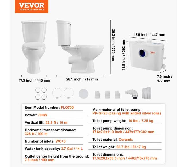 Maceracinė tualeto sistema su 700W pompa rūsiui6