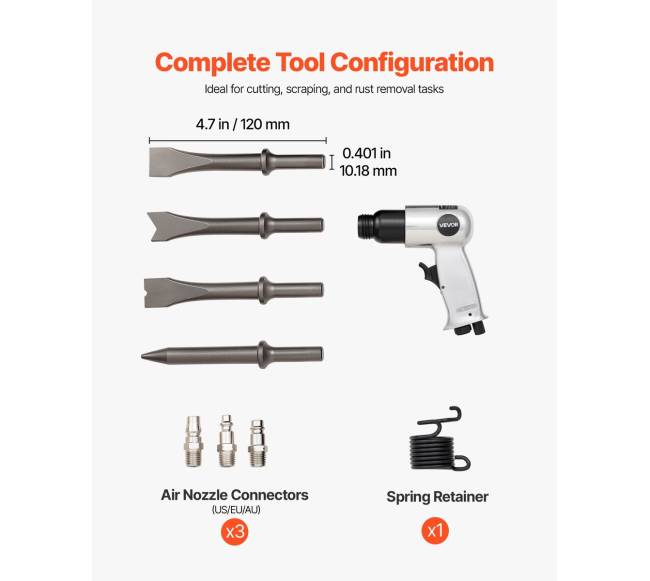 Pneumatinis plaktukas su kaltu ir adatomis4