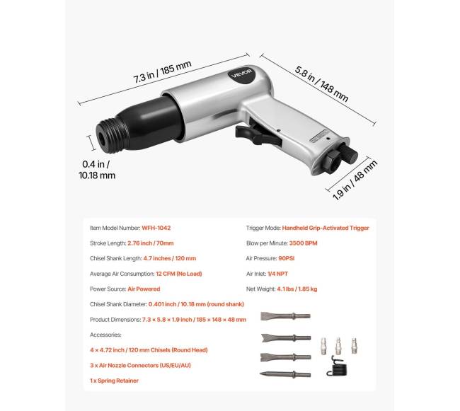Pneumatinis kūja 3500 BPM su kaltais6
