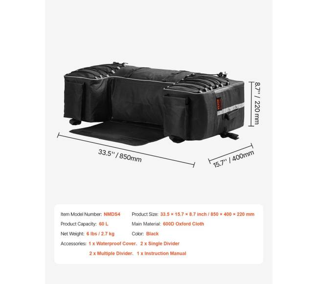 ATV galinė 60L saugojimo krepšys su atrama6