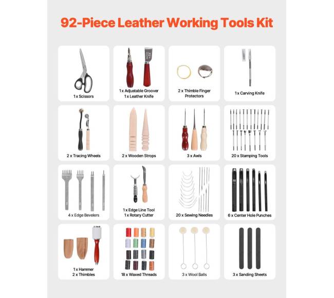 92 dalių odos darbų įrankių rinkinys1