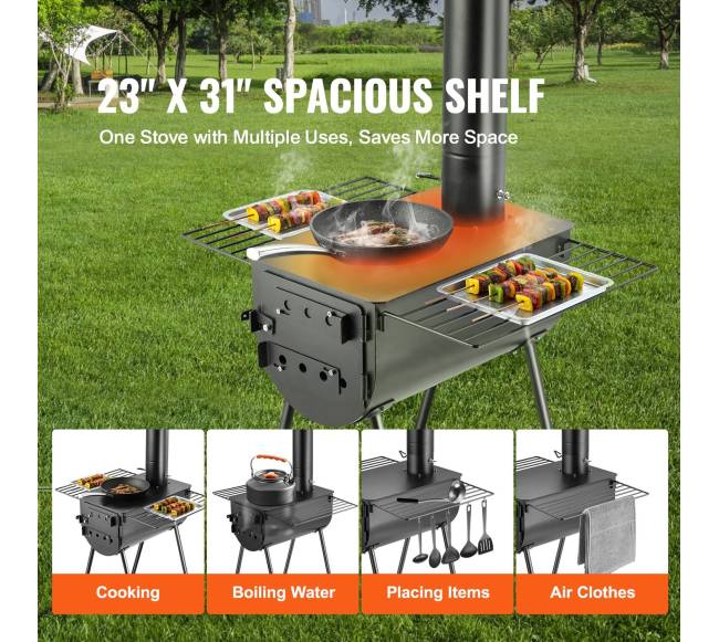 Nešiojama plieninė krosnelė su kamino vamzdžiais2