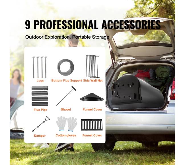 Nešiojama plieninė krosnelė su kamino vamzdžiais3