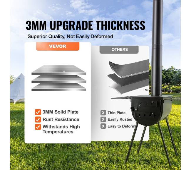 Nešiojama plieninė krosnelė su kamino vamzdžiais4