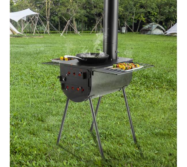 Nešiojama plieninė krosnelė su kamino vamzdžiais7