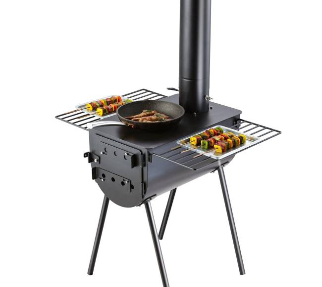 Nešiojama plieninė krosnelė su kamino vamzdžiais10