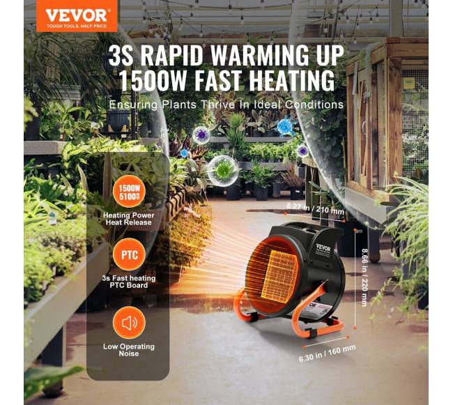 Šiltnamio šildytuvas 2000W, su perkaitos apsauga1