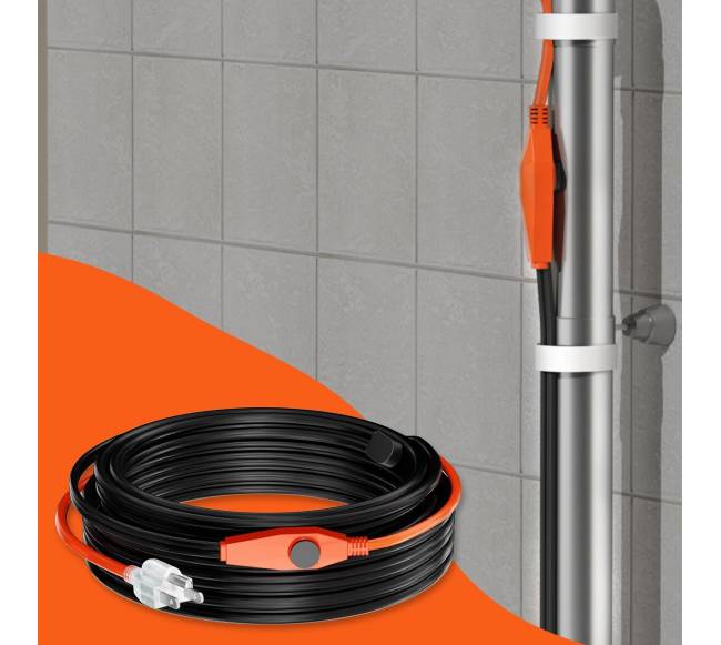 Vamzdžių šildymo kabelis su termostatu 25m7