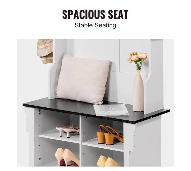 Medinė prieškambara suoliuko spinta su 5 kabliais3