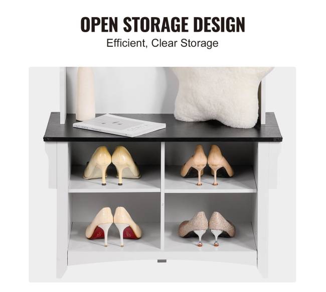 Medinė prieškambara suoliuko spinta su 5 kabliais5