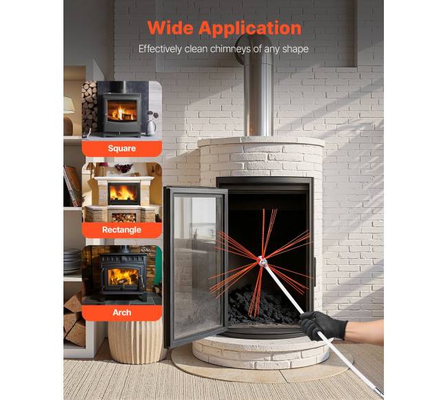 Židinio valymo šepetys, 7 m su keičiamais šeriais5