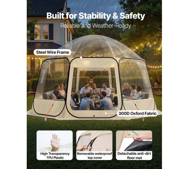 Skaidri burbulinė palapinė, 4.58 x 4.32 m, 12-15 asmenims2