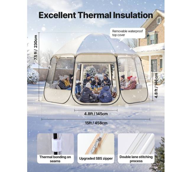 Skaidri burbulinė palapinė, 4.58 x 4.32 m, 12-15 asmenims4