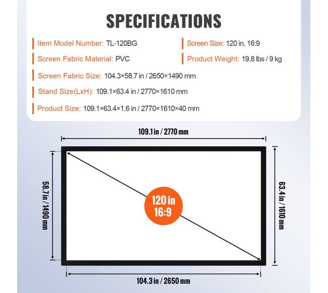 120 colių 4K projektoriaus ekranas6