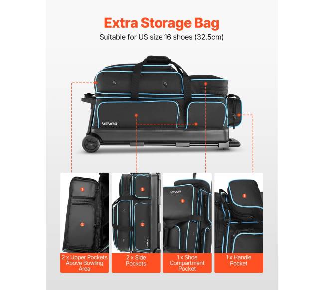 3 kamuolių boulingo krepšys su ratukais4