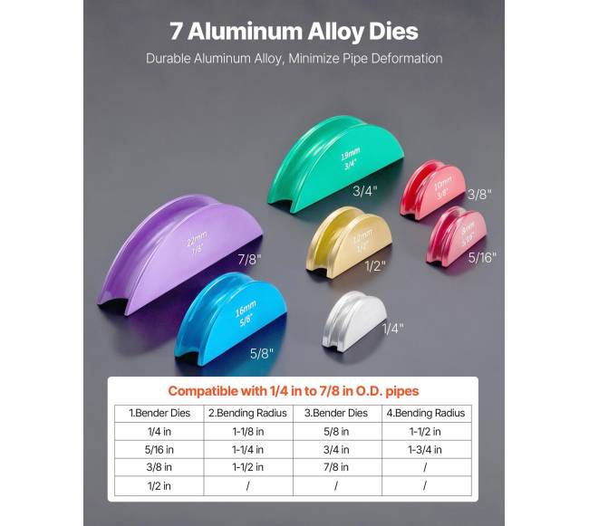 Vamzdžių lenkimo įrankių rinkinys 6–22 mm3