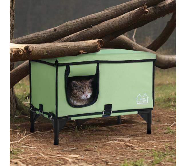 Pakeltas šildomas katės namelis7