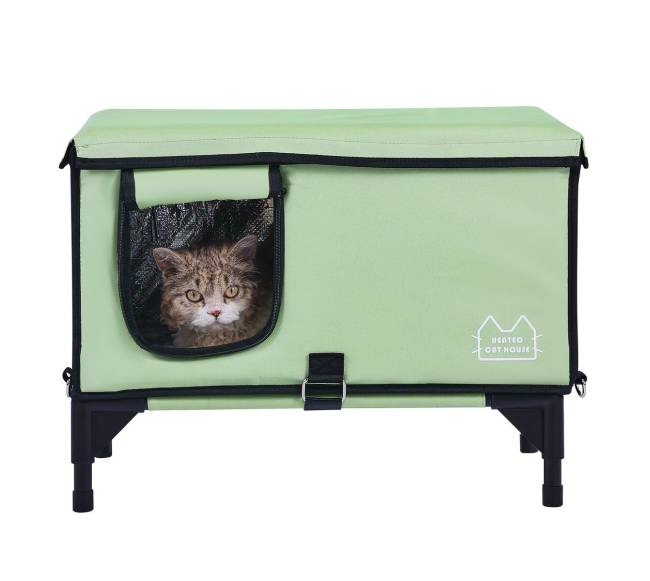 Pakeltas šildomas katės namelis8