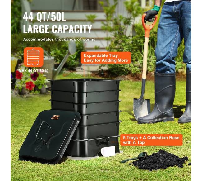 5 dėklų kirminų komposteris, 50 L2