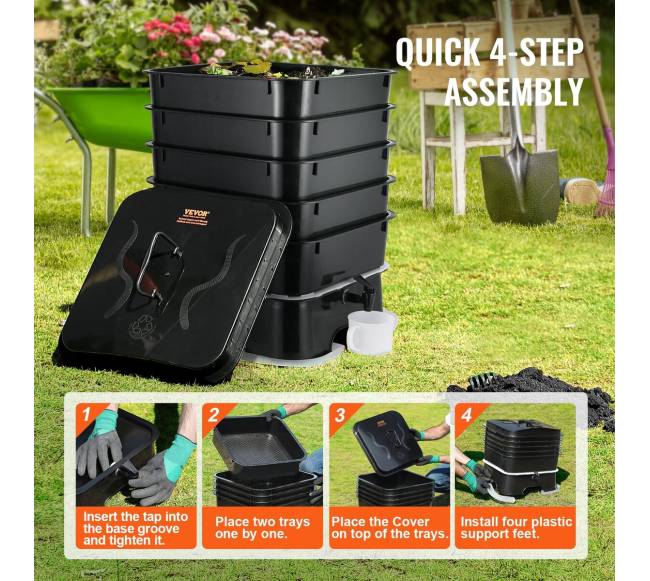 5 dėklų kirminų komposteris, 50 L4