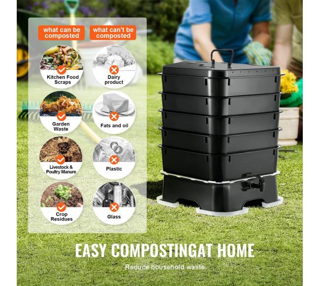 5 dėklų kirminų komposteris, 50 L5